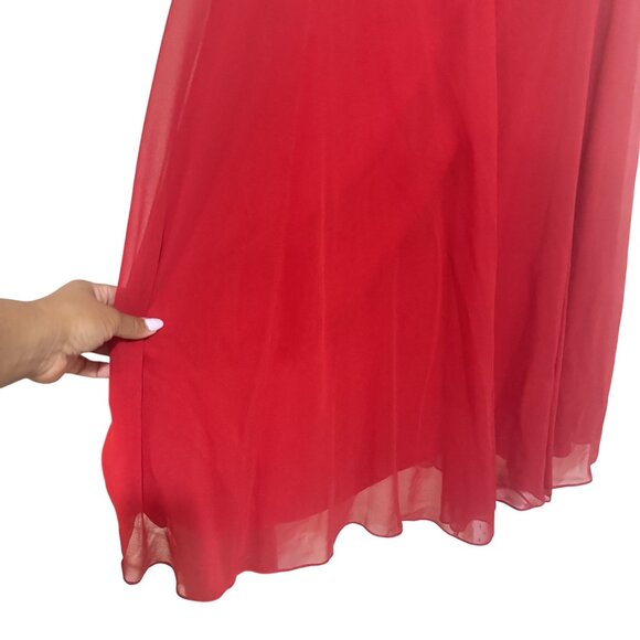 Vintage Féraud Womens Red 100% Silk Beaded Sleeveless Halter Long Dress Size 6 - Picture 5 of 10